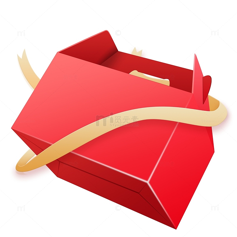 红色喜庆礼品盒子丝带漂浮素材