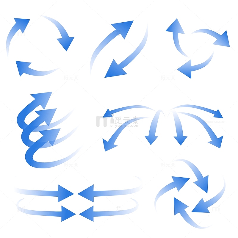 蓝色科技箭头发射循环装饰图标元素