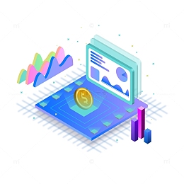 科技感2.5D大数据可视化元素