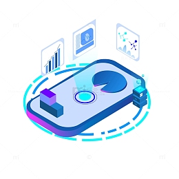 2.5D蓝色科技互联网商务风手机元素