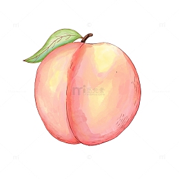 桃子水蜜桃水彩手绘桃子果汁
