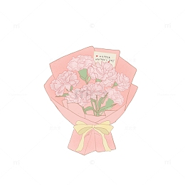 母亲节粉色康乃馨鲜花花束装饰元素