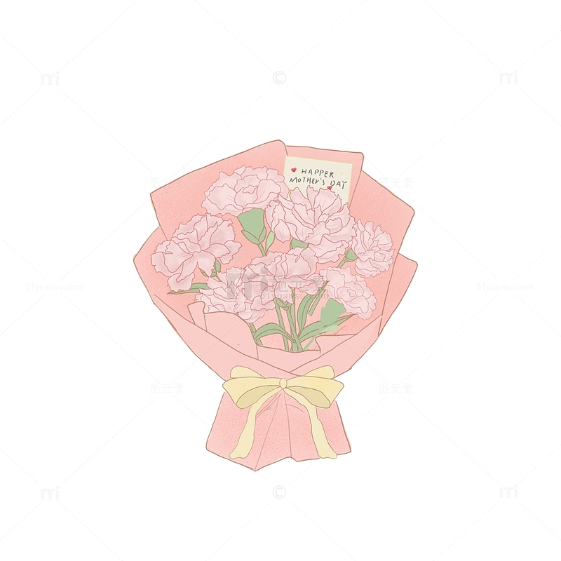 母亲节粉色康乃馨鲜花花束装饰元素