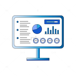 手绘扁平风电脑信息可视化图表