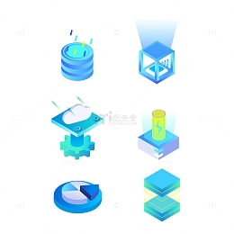 2.5D扁平化商务办公科技感素材设计