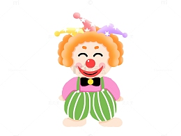 可爱小丑单人形象插画