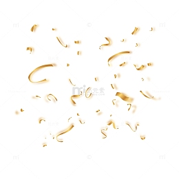 金色彩带飘带漂浮元素生日礼物电商庆典活动