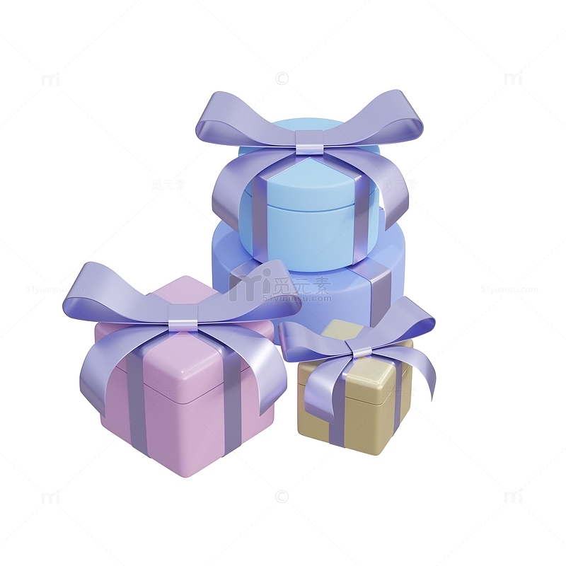 3D彩色礼物礼品礼盒堆购物装饰元素