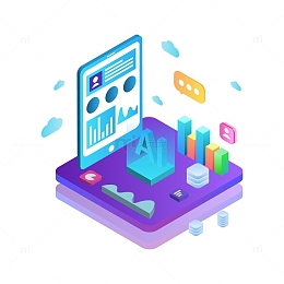 信息可视化2.5D插画元素