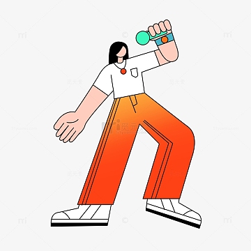 孟菲斯描边人物乐队女孩