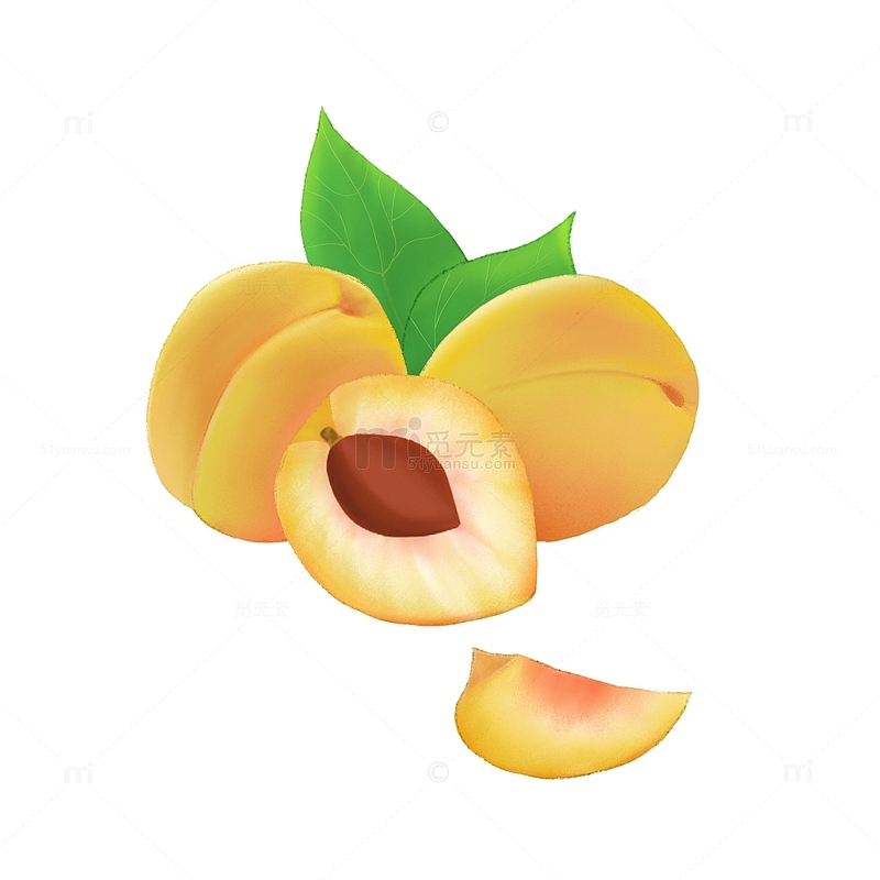 盛夏的果实之黄桃插画元素