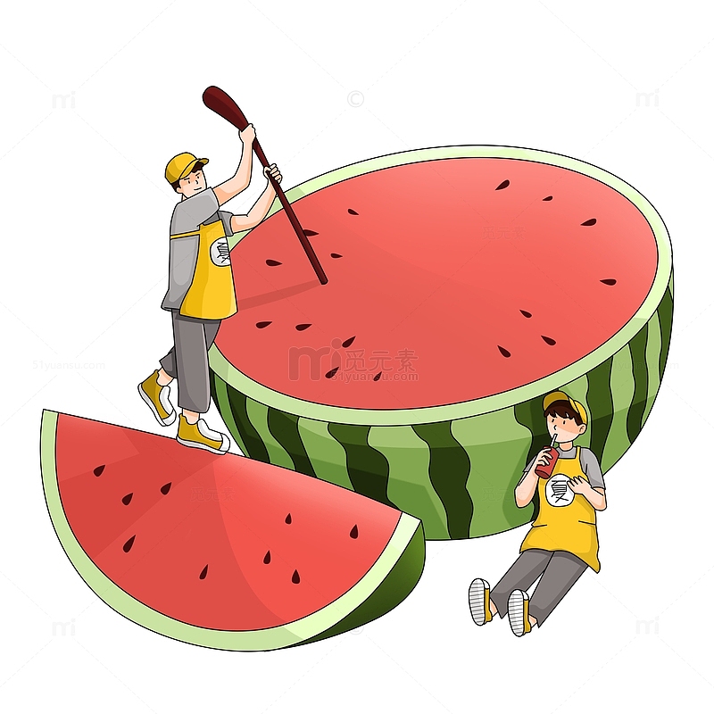 夏日避暑水果西瓜创意卡通