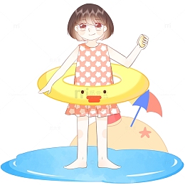 立夏夏季女孩游泳