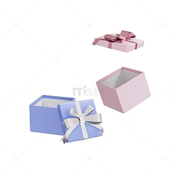 3D立体打开的礼品盒包装盒子模型