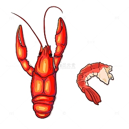 手绘夜宵美食小龙虾