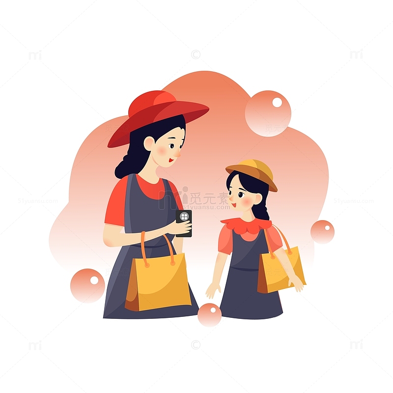 母亲节妈妈女儿购物电商感恩亲子