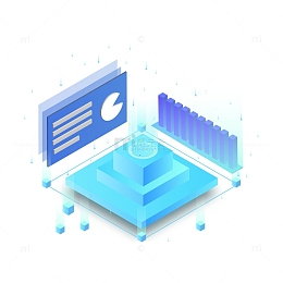 蓝色渐变2.5D信息可视化科技感元素