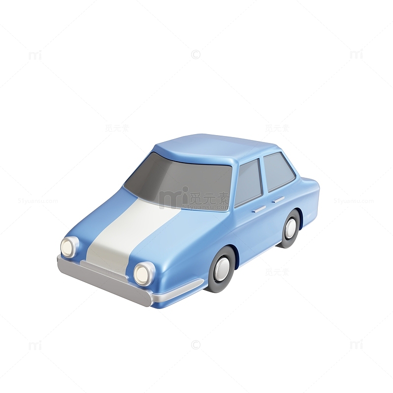 3D立体卡通蓝色小汽车小轿车模型