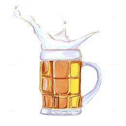 啤酒冰镇啤酒扎啤手绘啤酒烤串