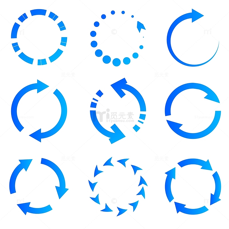 蓝色科技商务箭头循环装饰图标元素