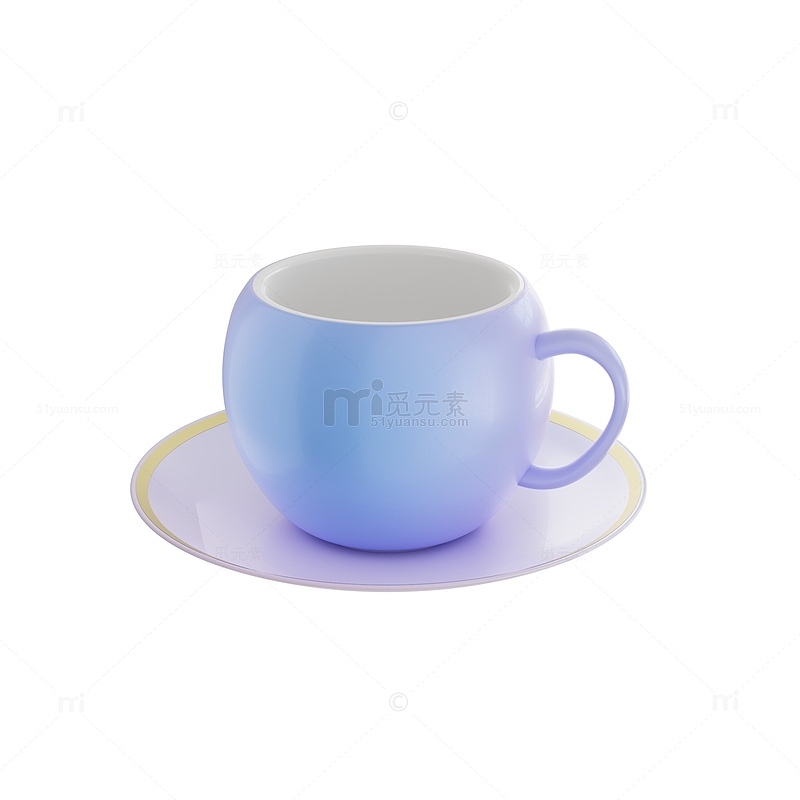 3D彩色渐变茶杯咖啡杯马克杯陶瓷杯子模型