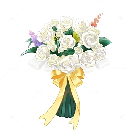 520情人节婚礼纯白玫瑰捧花