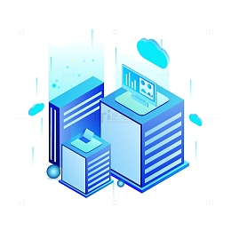 蓝色2.5D设备信息可视化元素