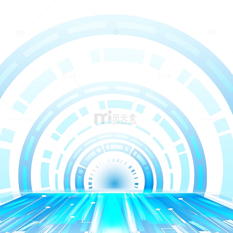 蓝色科技信息未来隧道光效海报底部装饰