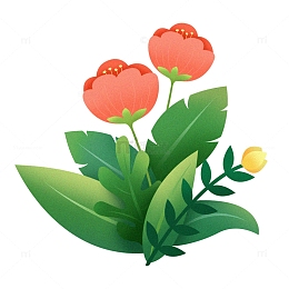 母亲节小清新机理手绘风花朵元素