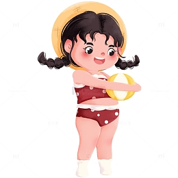 夏季夏天避暑玩耍女孩