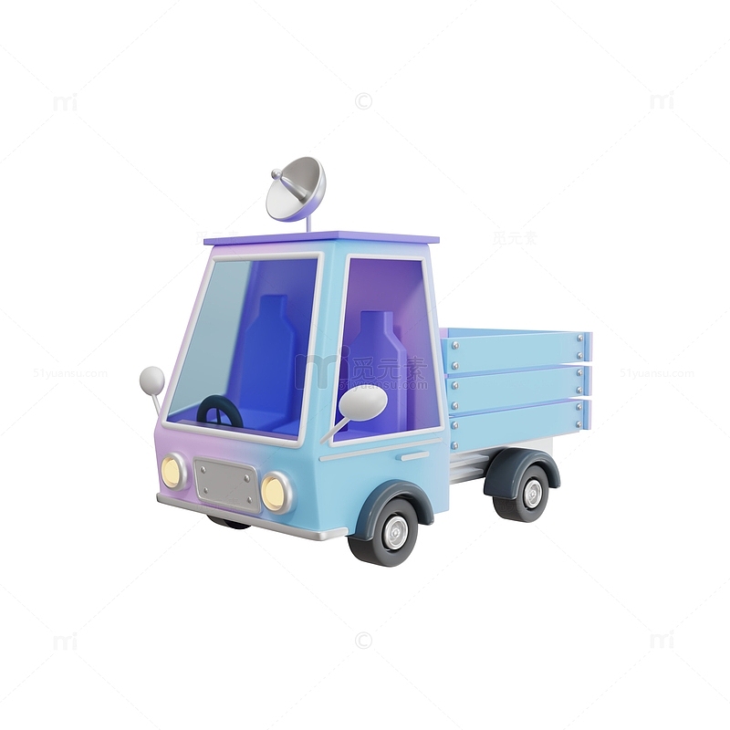 3D立体卡通小卡车货车皮卡模型