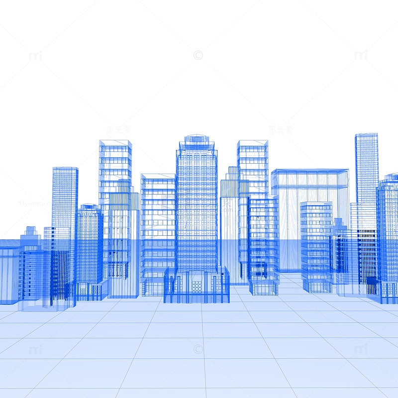 3D三维立体商务科技线条建筑楼群背景