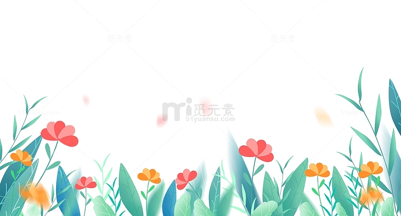 母亲节手绘春夏花草植物边框海报免抠元素