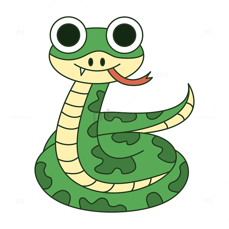 卡通简笔线描可爱小蛇.