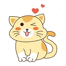卡通简笔线描可爱的小猫.