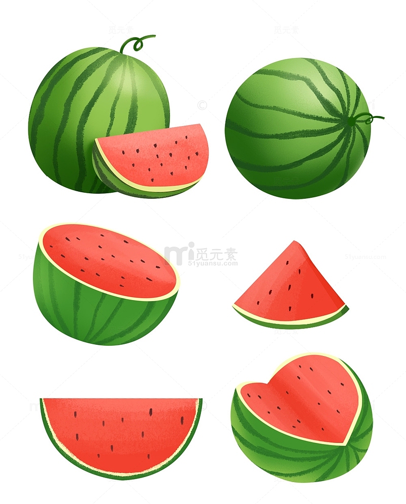 夏季新鲜好吃的水果西瓜组合元素