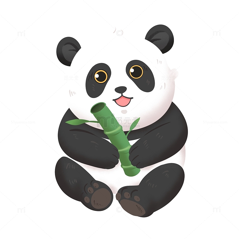 可爱动物吃竹子的熊猫卡通元素