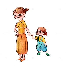 妈妈拉着女儿的小手