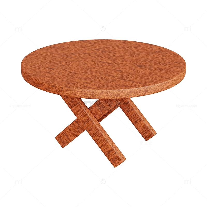 3D折叠木桌圆桌桌子