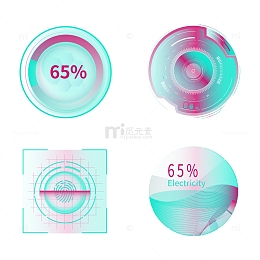 炫酷可视化UI指纹解锁电量球条播放齿轮