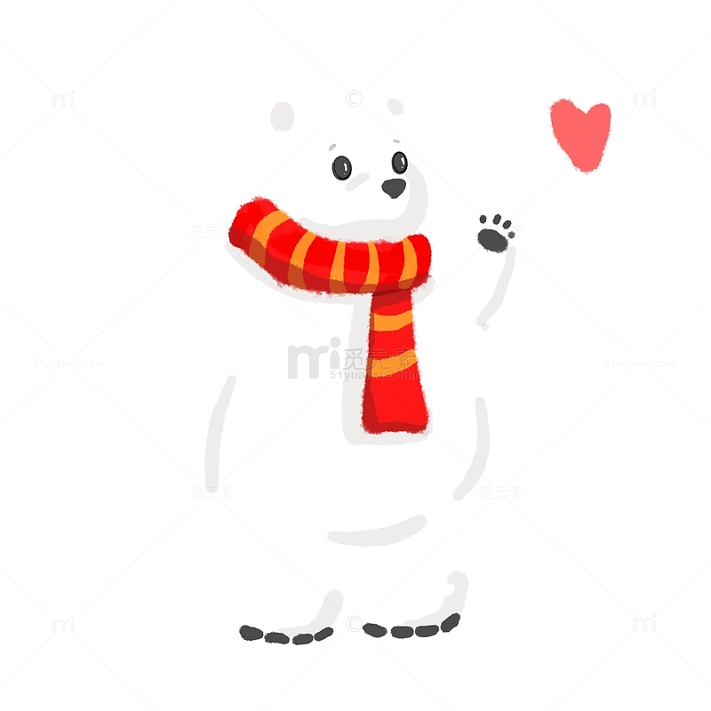 可爱动物北极熊温暖爱心手绘图