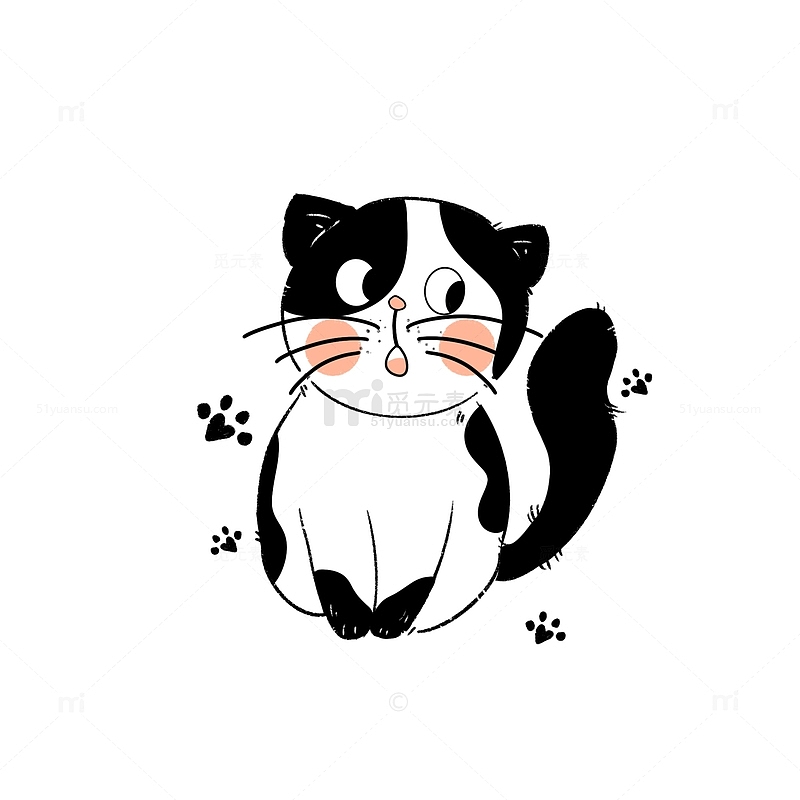 手绘卡通可爱猫咪奶牛猫动物元素