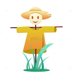 小满小麦稻草人收获装饰元素