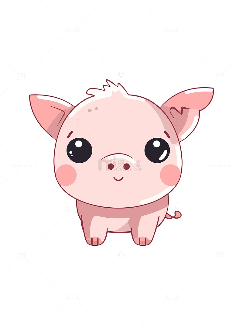 手绘卡通可爱粉色简笔画小猪