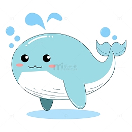 卡通手绘可爱鲸鱼动物元素