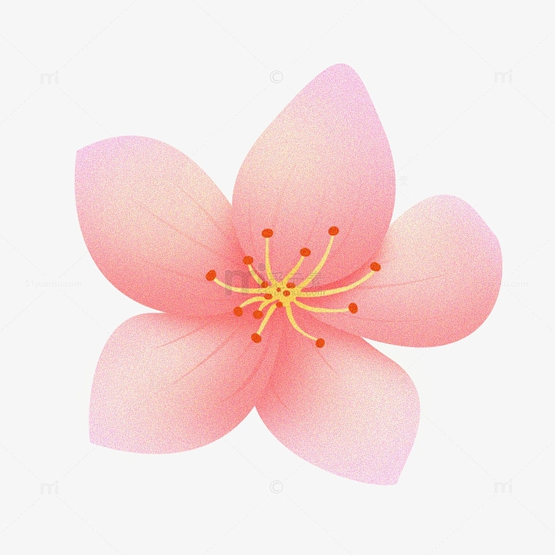 粉色春天手绘机理风花朵元素