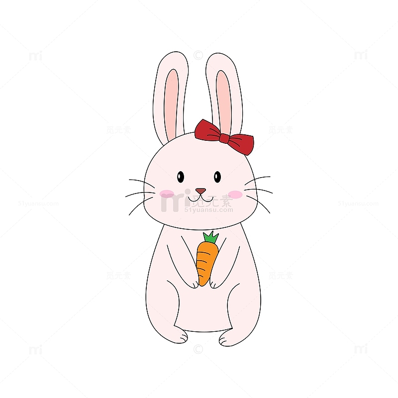 扁平风手绘简笔画可爱动物兔子