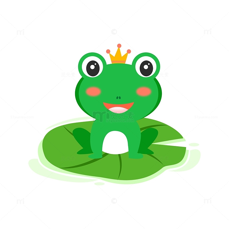 绿色可爱卡通皇冠青蛙元素