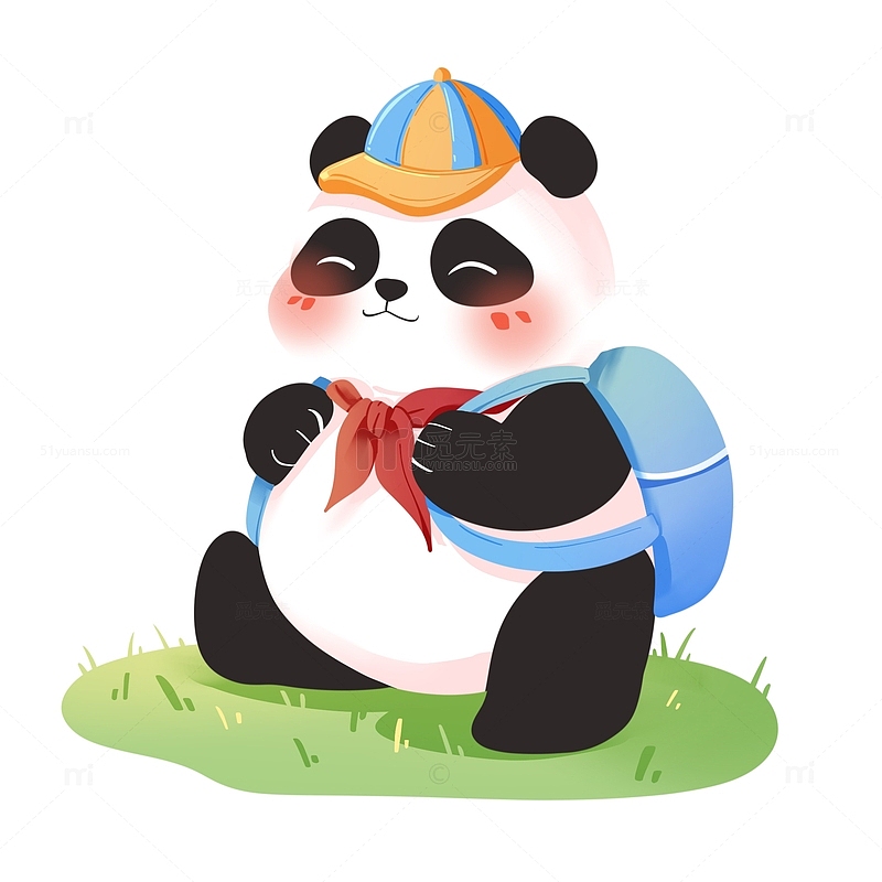 卡通手绘动物熊猫背书包