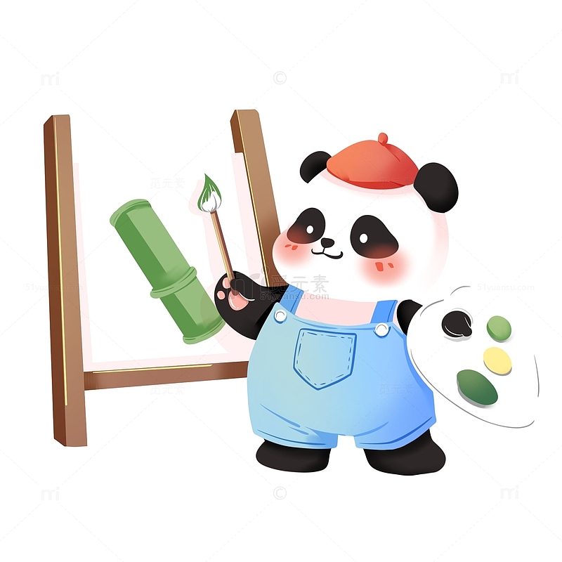卡通手绘动物熊猫画画